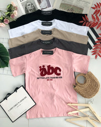 【O7601】abc刺绣圆领短袖 Oversized 休闲上衣❤️❤️【A-RU2】