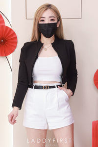 【T12773】高品质气质罗马短版长袖上衣/外套，有肩垫 ❤❤