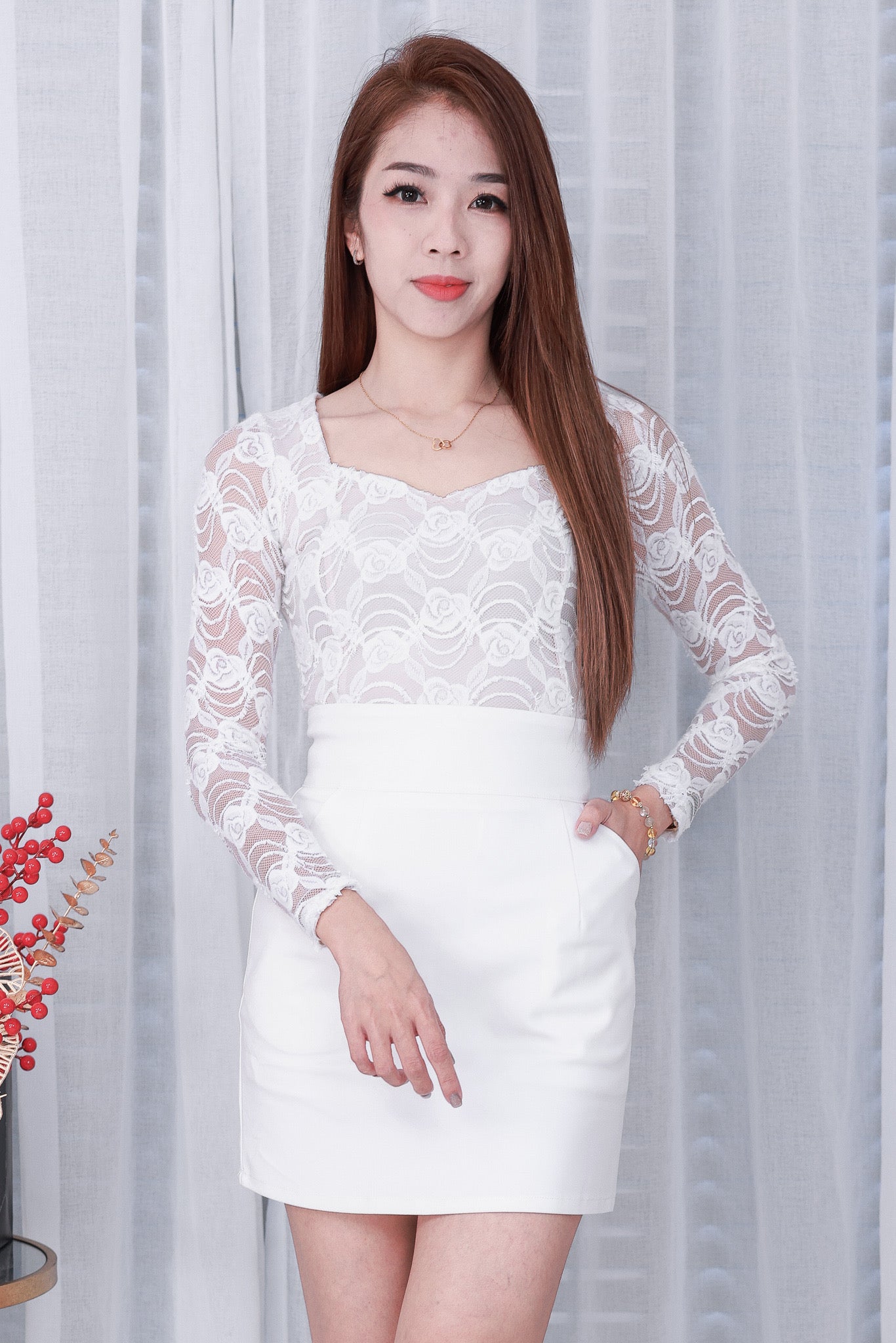 【T22802】独家爆款打底玫瑰花蕾丝时装长袖上衣 ❤❤