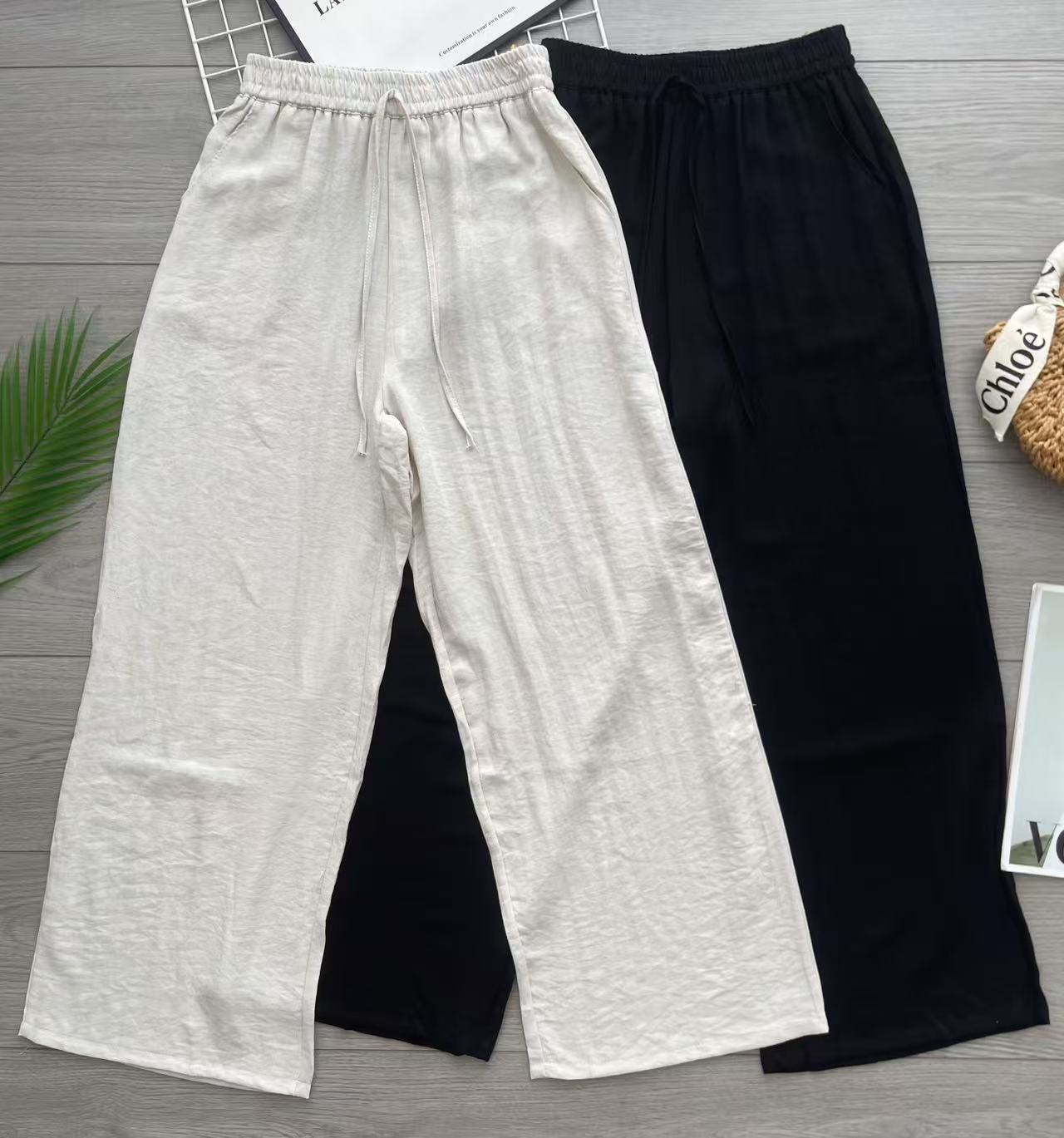【L260518】【补厂家现货⚡⚡】高品质韩系复古风棉麻直筒高腰百搭长裤，有口袋 ❤️❤️