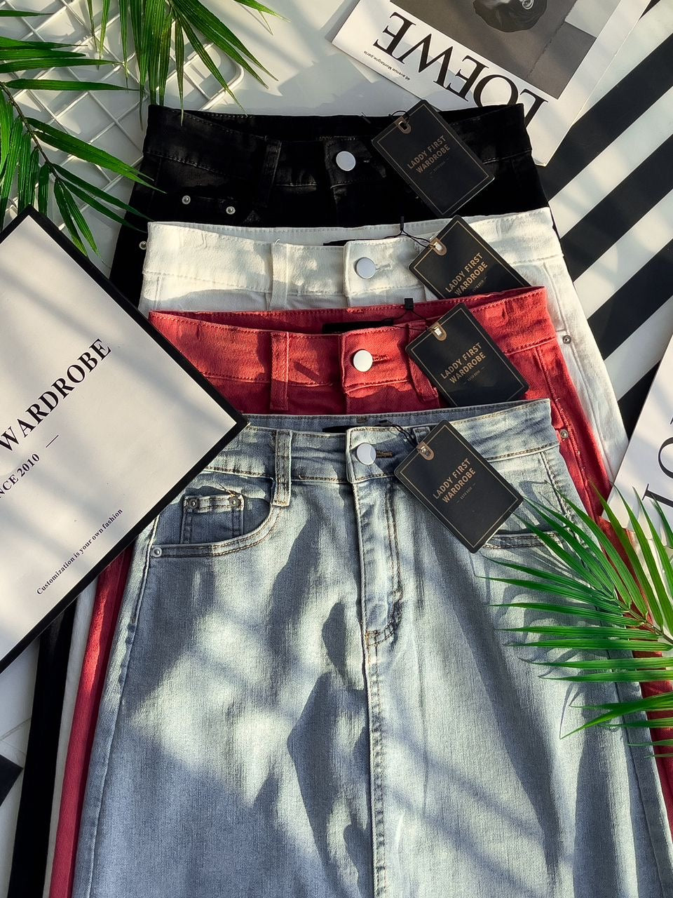 【L765】高品质COTTON JEANS牛仔弹力韩版七分高腰开叉裙子，有口袋 ❤️❤️