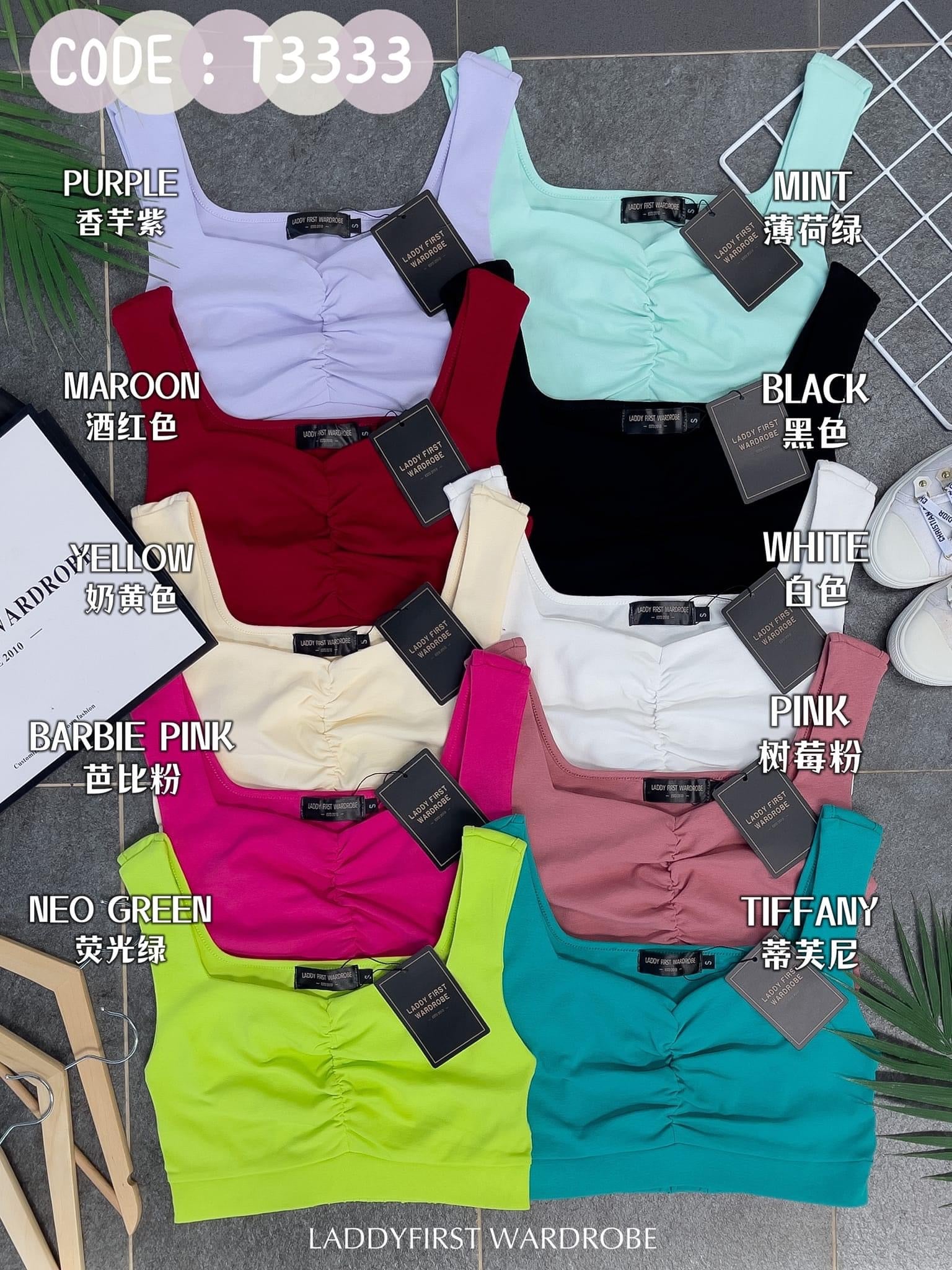 【T3333】独家爆款简约百搭短版无袖内搭上衣 【B-R3-C6】