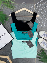 【T3333】独家爆款简约百搭短版无袖内搭上衣 【B-R3-C6】