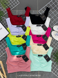 【T3333】独家爆款简约百搭短版无袖内搭上衣 【B-R3-C6】