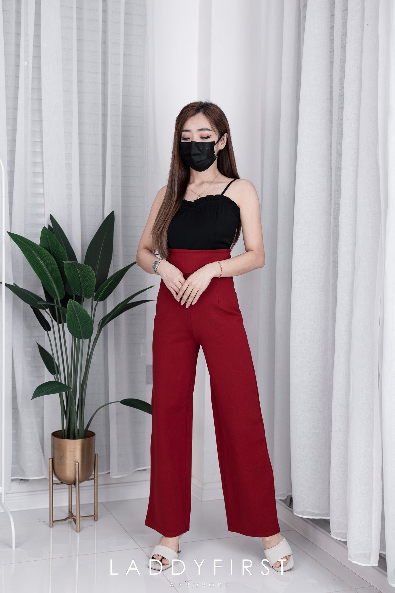 【L002】独家爆款罗马弹力高腰阔脚百搭长裤【A-R1-C1】