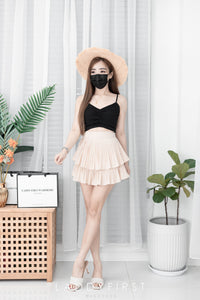 【T3358】V领小皱褶设计细带无袖纯棉弹力内搭上衣 ❤❤【A-R2-C2】