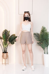 【T3358】V领小皱褶设计细带无袖纯棉弹力内搭上衣 ❤❤【A-R2-C2】