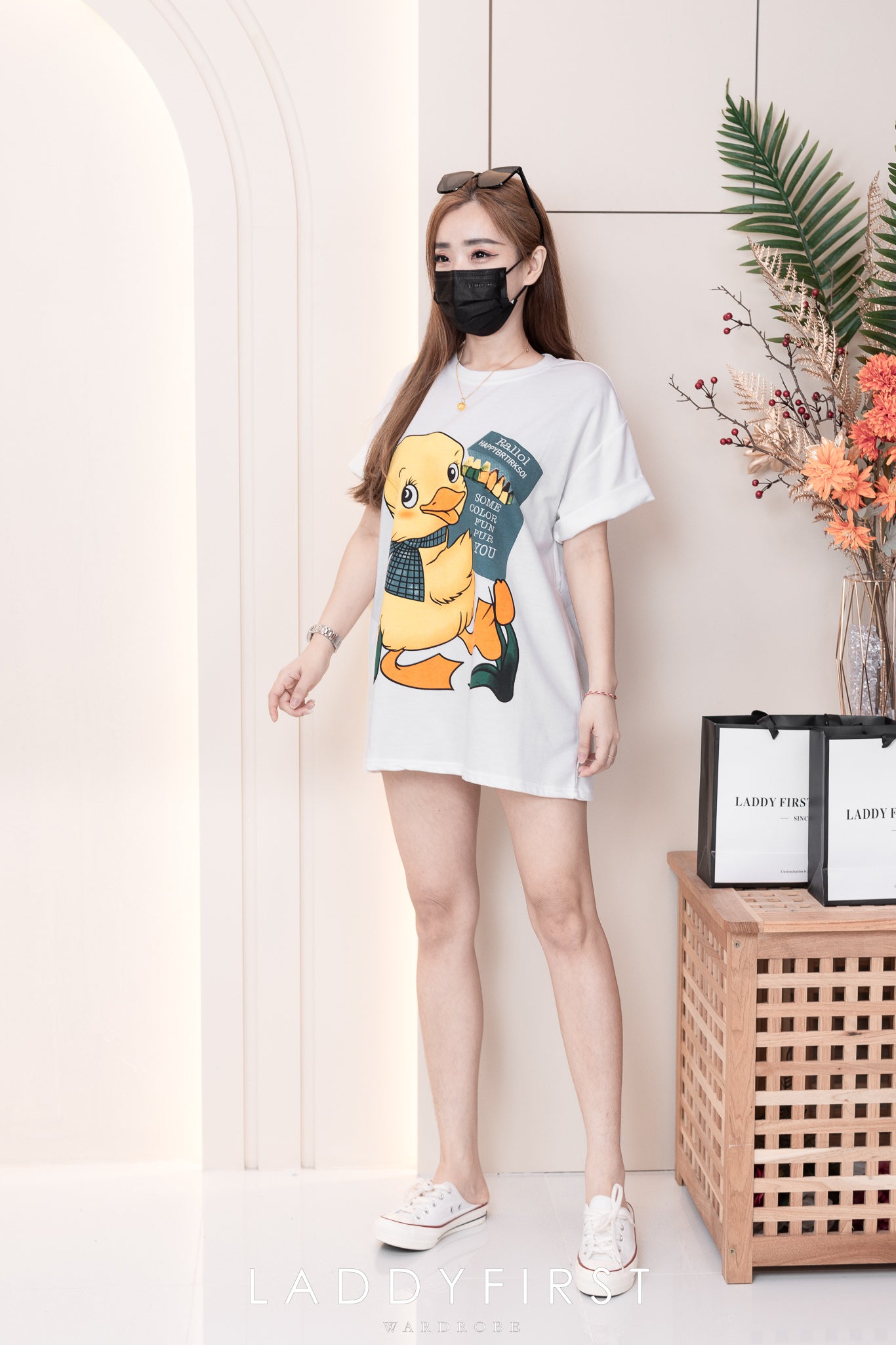 【O30010】小黄鸭印图宽松休闲 Oversized Tee ❤❤