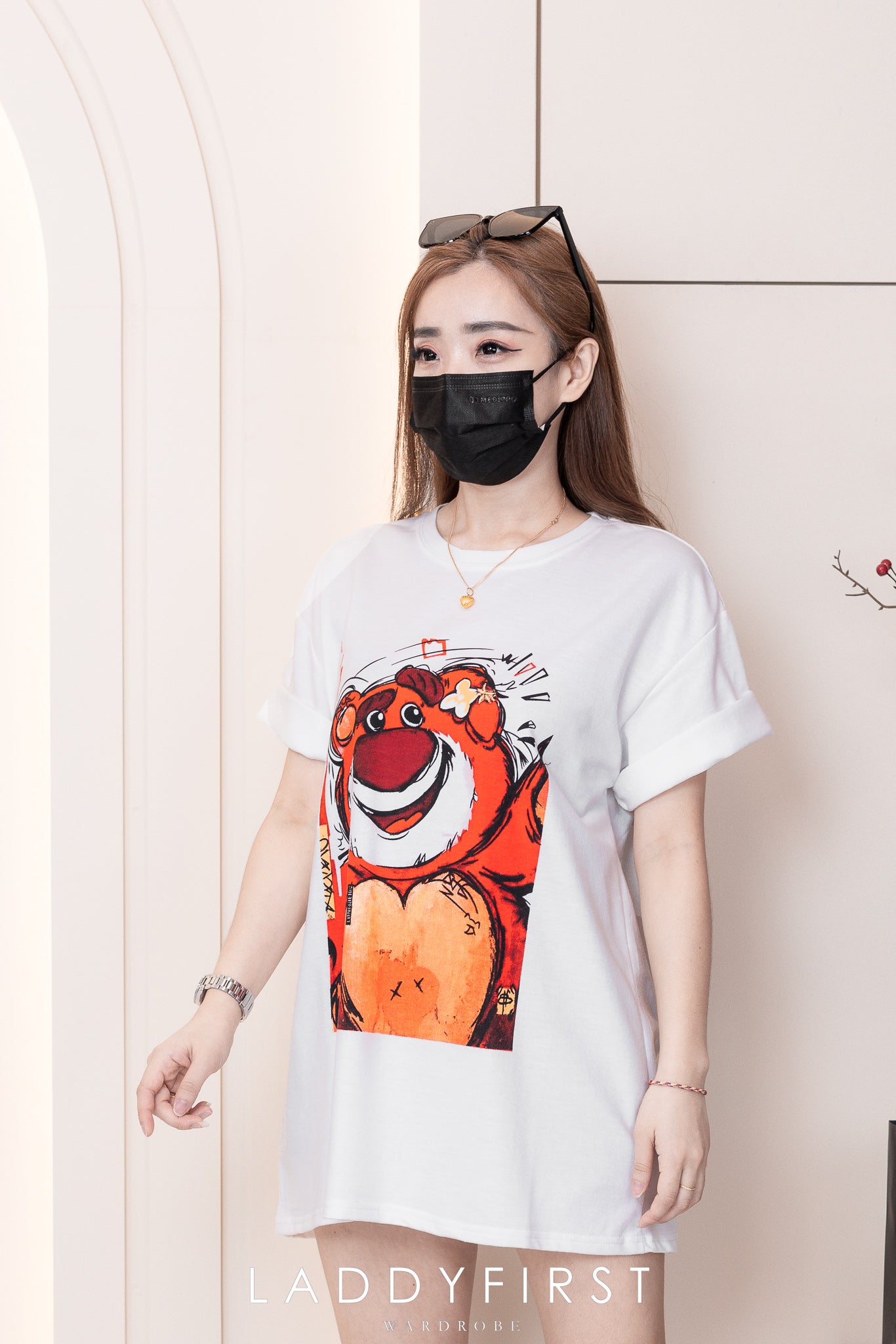 【O3003】草莓熊印图宽松休闲 Oversized Tee ❤❤