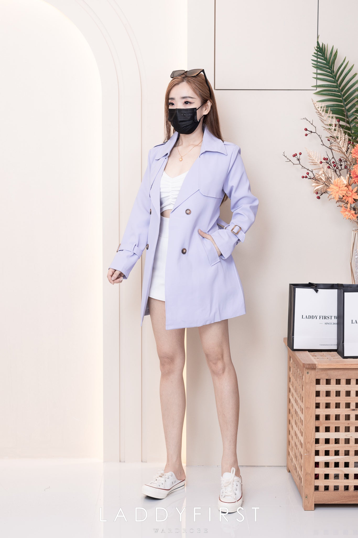 【JK103491】【网站福利款✨】韩版西装风衣外套/连身裙子，有口袋 ❤️❤️ 配送腰带✨