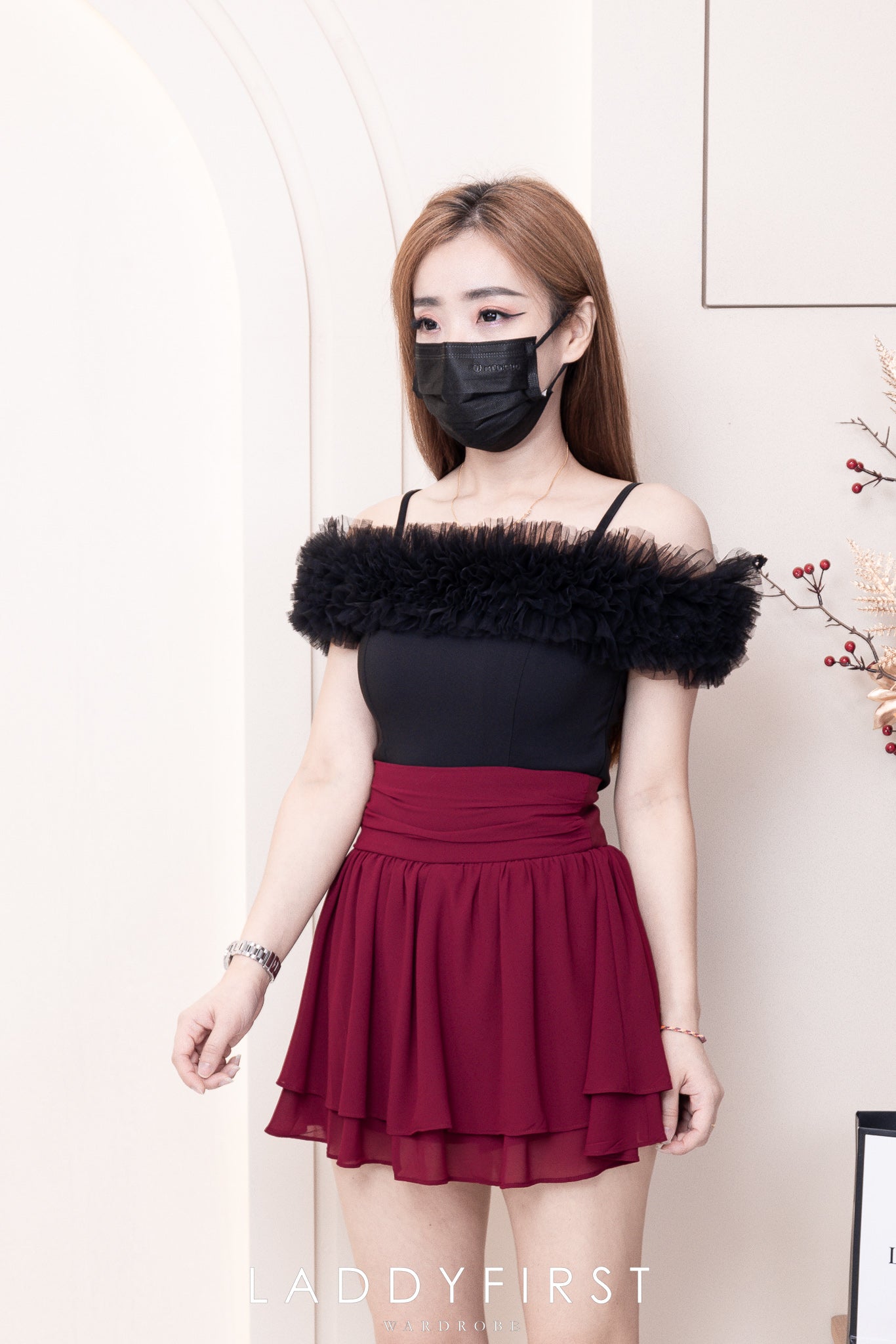 【S681131】‼️爆单王再次到货‼️【独家小圆饼】高质量西装拼雪纺蓬蓬高腰裙子【A-R3-C4】