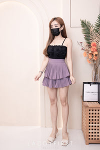 【S68114】【独家小圆饼】双层蛋糕百褶荷叶边高腰显瘦西装裙子，内层里布短裤【B-R1-C2】