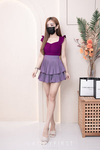 【S68114】【独家小圆饼】双层蛋糕百褶荷叶边高腰显瘦西装裙子，内层里布短裤【B-R1-C2】