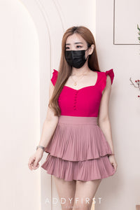 【S68114】【独家小圆饼】双层蛋糕百褶荷叶边高腰显瘦西装裙子，内层里布短裤【B-R1-C2】