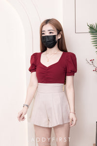 【S3380】【LFW独家小圆饼】高品质阔腿蓬蓬百褶显腰西装高腰百搭短裤，内层包臀防走光里布短裤 ❤️❤️【A-R3-C3】