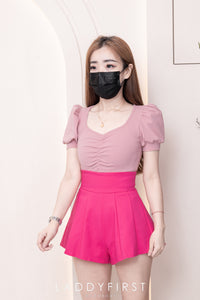 【S3380】【LFW独家小圆饼】高品质阔腿蓬蓬百褶显腰西装高腰百搭短裤，内层包臀防走光里布短裤 ❤️❤️【A-R3-C3】