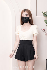 【S3380】【LFW独家小圆饼】高品质阔腿蓬蓬百褶显腰西装高腰百搭短裤，内层包臀防走光里布短裤 ❤️❤️【A-R3-C3】