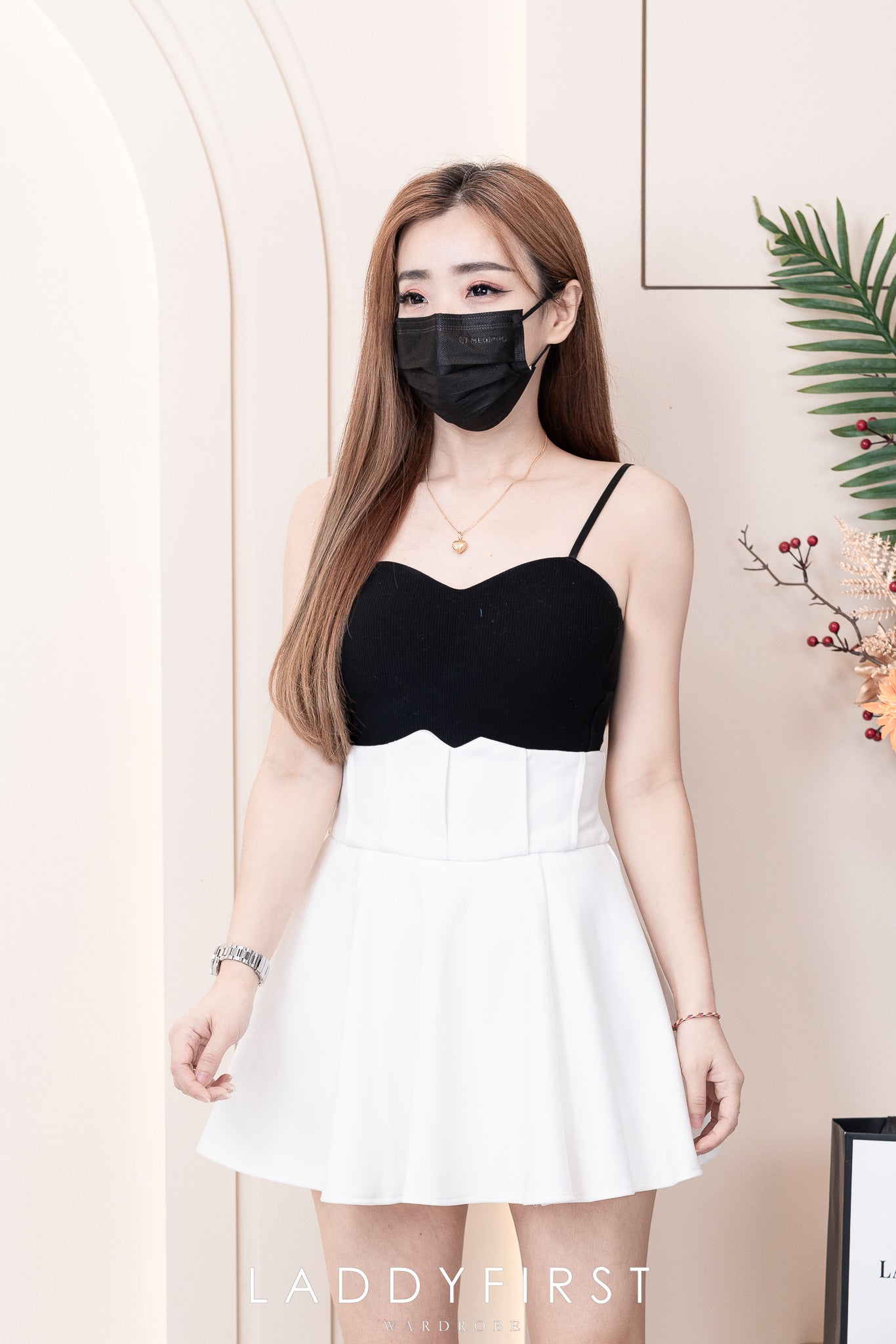 【S132268】减龄厚实罗马高腰摆伞百褶裙子，内层里布短裤