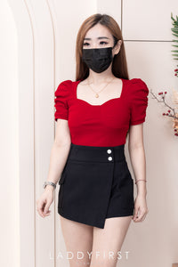 【T3370】抽褶短袖设计皱纯棉弹力百搭上衣 ❤️❤️ 【A-R2-C2】