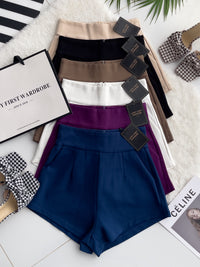 【S3352】独家爆款休闲简约罗马高腰百搭短裤，有口袋【A-R3-C4】