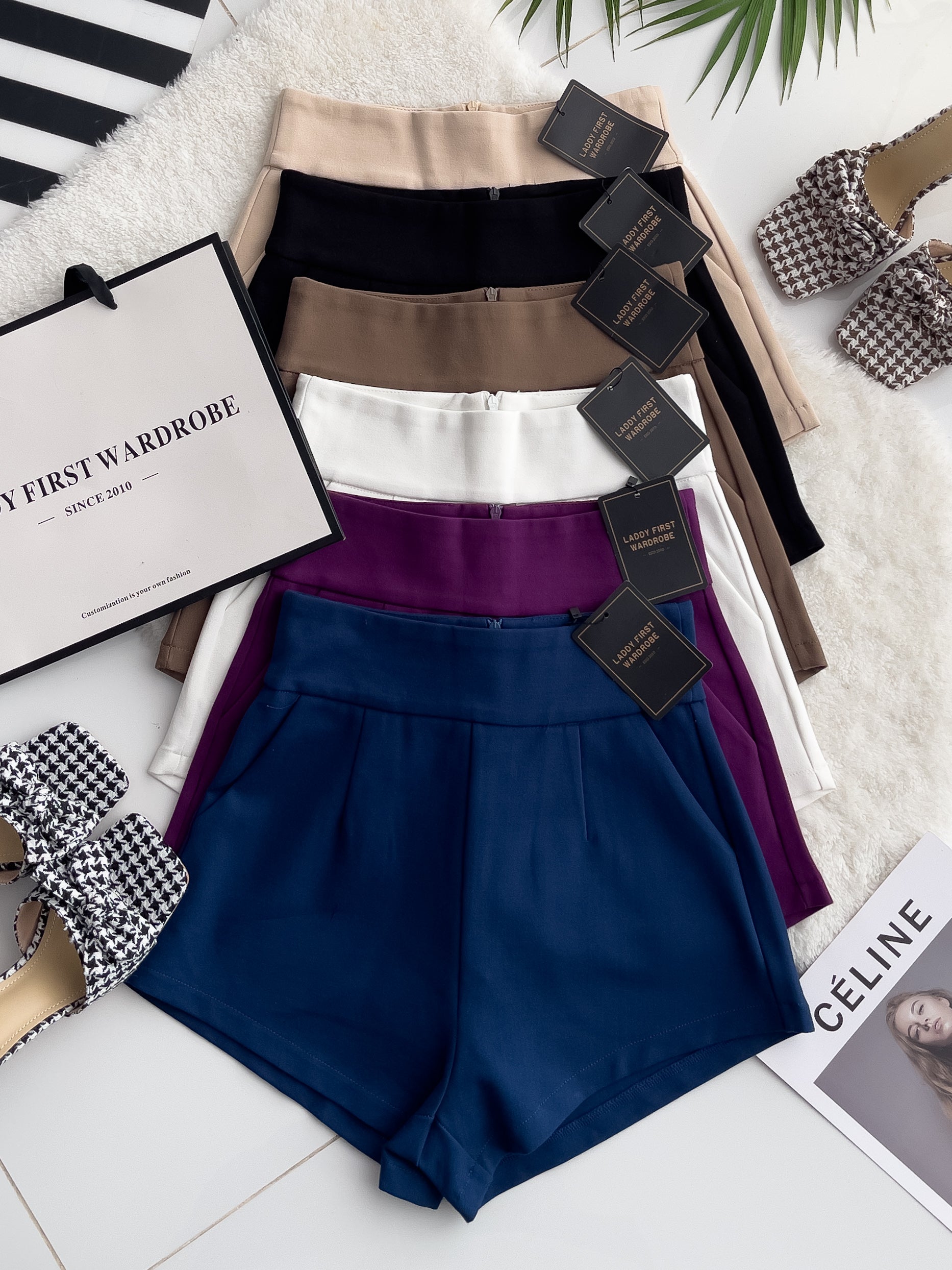 【S3352】独家爆款休闲简约罗马高腰百搭短裤，有口袋【A-R3-C4】