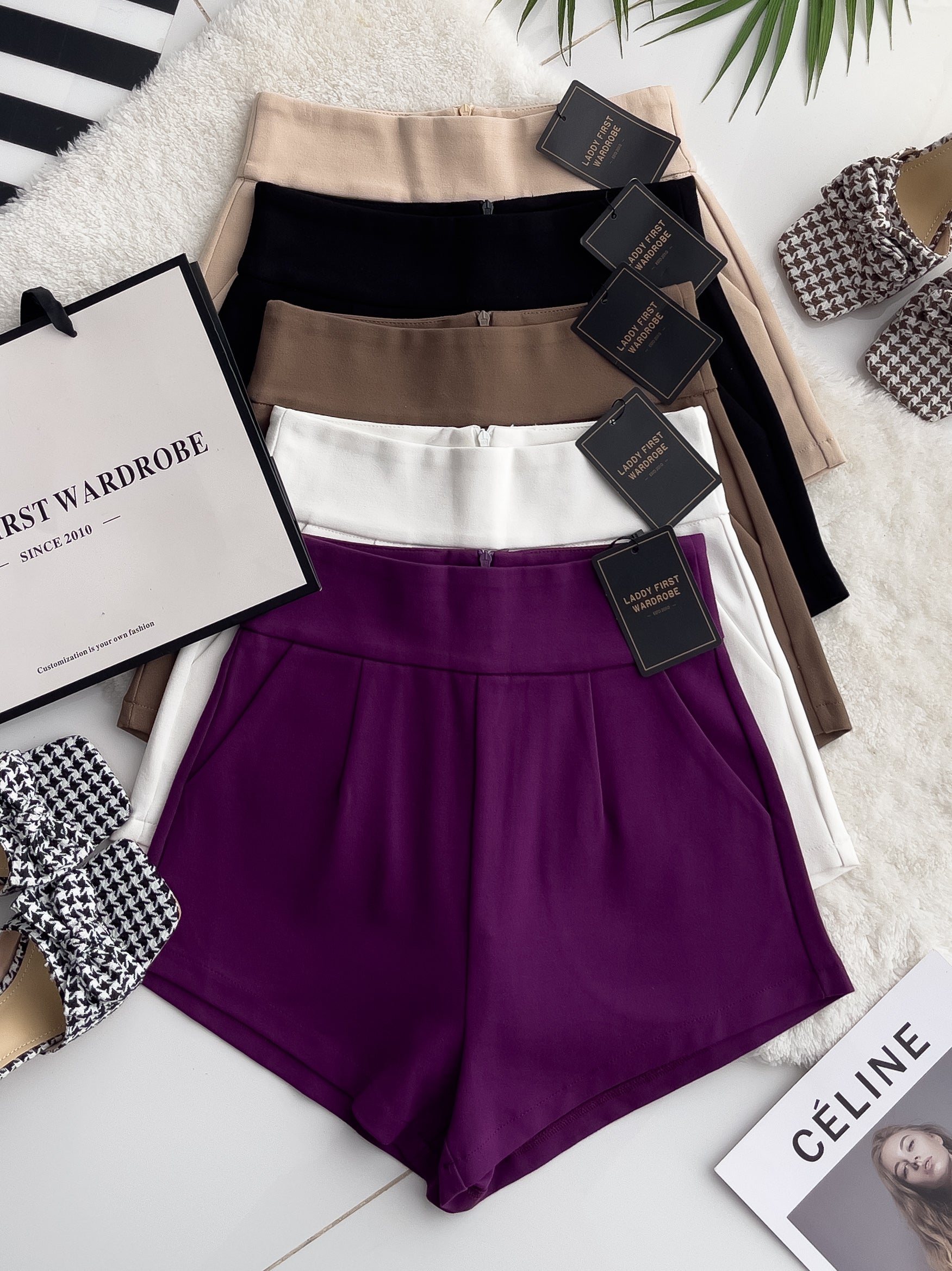 【S3352】独家爆款休闲简约罗马高腰百搭短裤，有口袋【A-R3-C4】