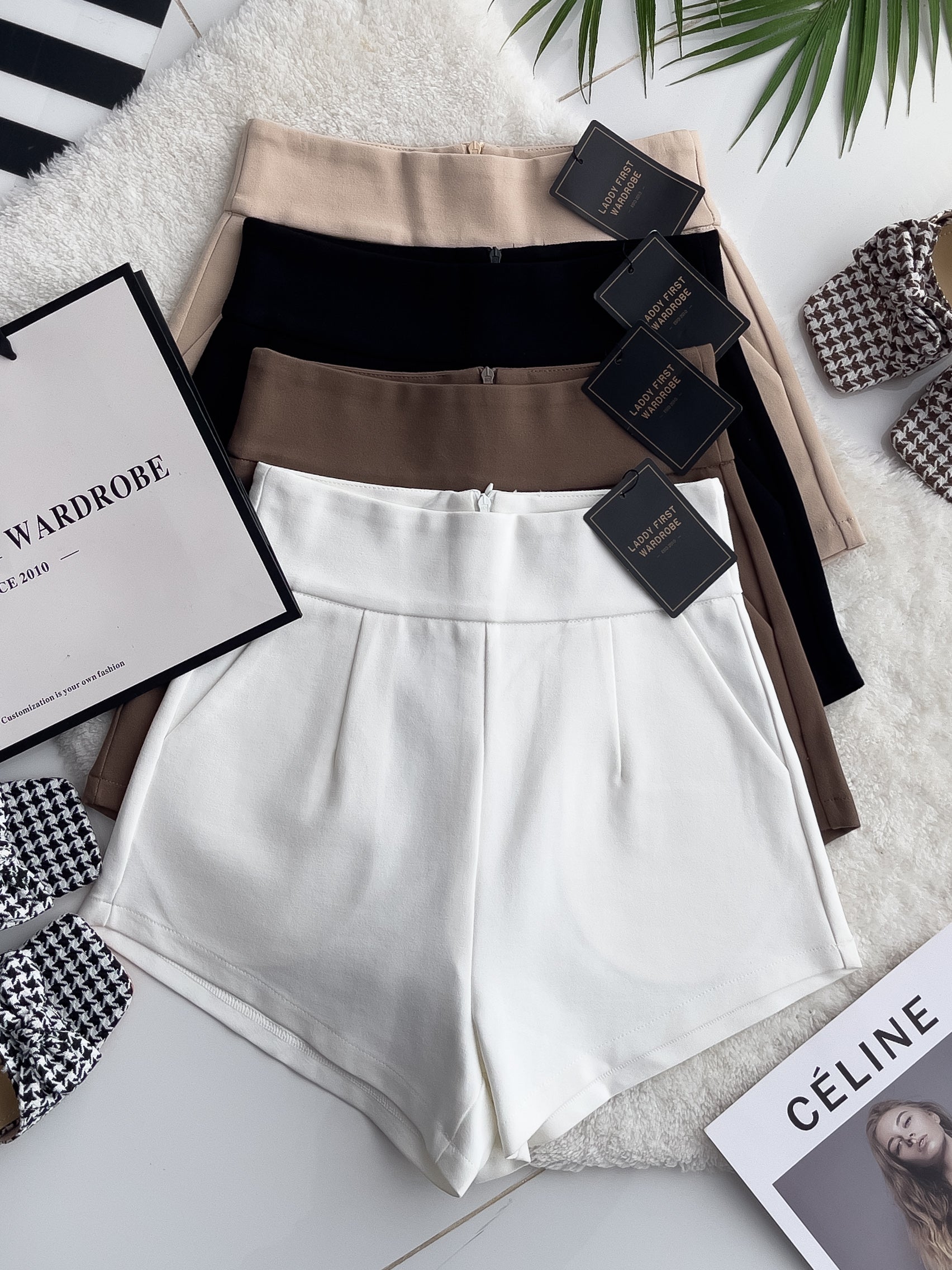 【S3352】独家爆款休闲简约罗马高腰百搭短裤，有口袋【A-R3-C4】