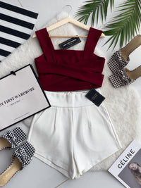 【S3352】独家爆款休闲简约罗马高腰百搭短裤，有口袋【A-R3-C4】