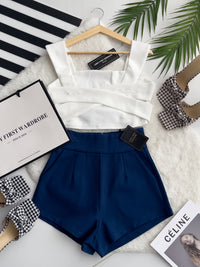 【S3352】独家爆款休闲简约罗马高腰百搭短裤，有口袋【A-R3-C4】