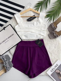 【S3352】独家爆款休闲简约罗马高腰百搭短裤，有口袋【A-R3-C4】