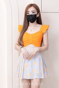 【T3373】独家爆款无袖荷叶边皱褶设计纯棉百搭时装上衣 ❤❤ 【C-R3-C4】