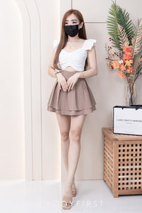 【T3373】独家爆款无袖荷叶边皱褶设计纯棉百搭时装上衣 ❤❤ 【C-R3-C4】