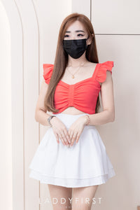 【T3373】独家爆款无袖荷叶边皱褶设计纯棉百搭时装上衣 ❤❤ 【C-R3-C4】