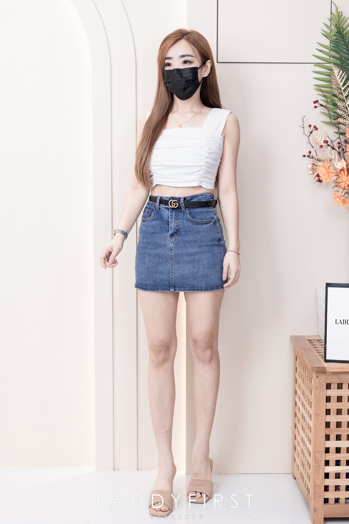 【S9546】高品质简约高腰显瘦A字牛仔百搭裙子，内层有里布短裤有口袋 ❤️❤️【D-R3-C3】