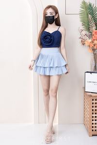 【S68135】【LFW独家小圆饼】【直播间搭配】双层蛋糕百褶荷叶边高腰显瘦西装裙子，内层防走光短裤 ❤️❤️ 【C-R3-C5】