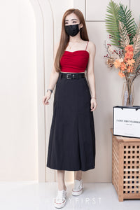 【T3398】V领小皱褶设计细带无袖纯棉弹力内搭上衣 ❤❤ 【B-R2-C4】