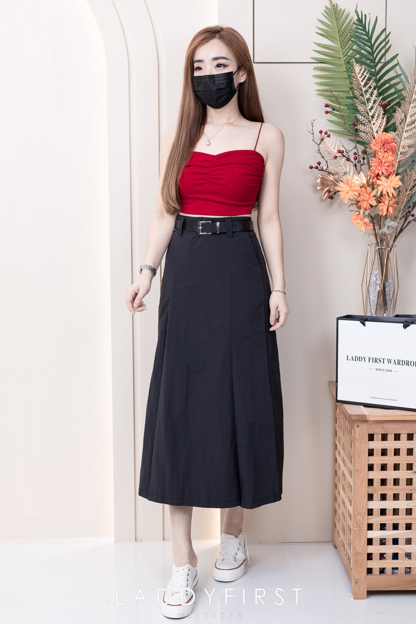 【T3398】V领小皱褶设计细带无袖纯棉弹力内搭上衣 ❤❤ 【B-R2-C4】