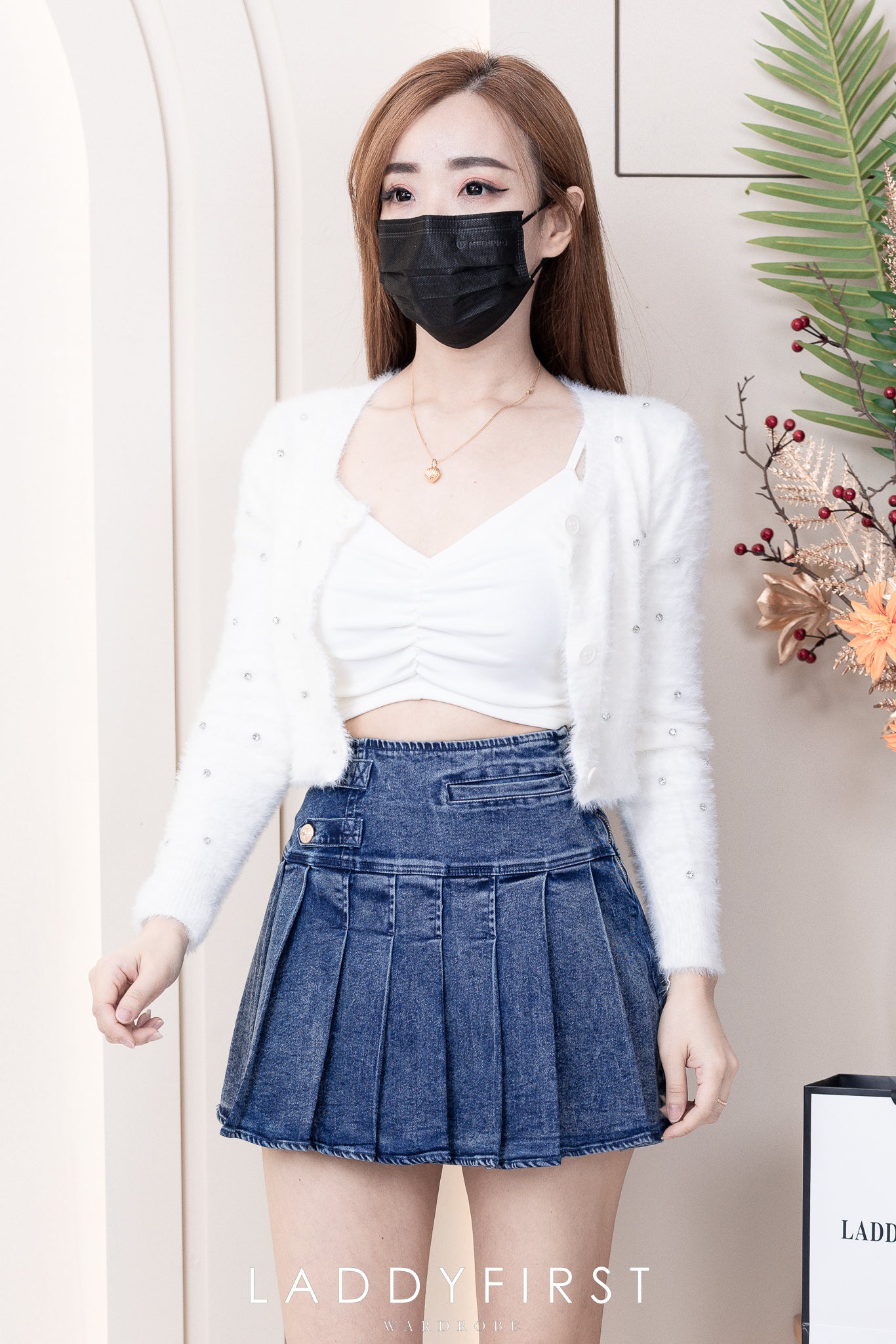 【T3358】V领小皱褶设计细带无袖纯棉弹力内搭上衣 ❤❤【A-R2-C2】