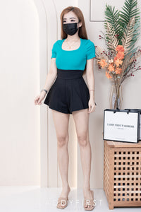 【T3369】独家爆款大U领短袖纯棉弹力休闲百搭上衣【A-R1-C3】