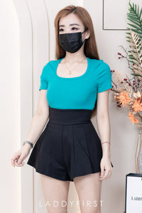 【T3369】独家爆款大U领短袖纯棉弹力休闲百搭上衣【A-R1-C3】