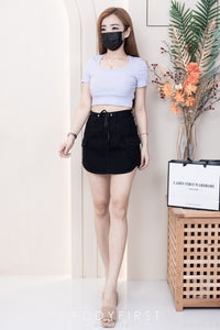 【T3369】独家爆款大U领短袖纯棉弹力休闲百搭上衣【A-R1-C3】