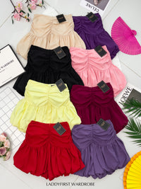 【S3362】【网站福利款✨】独家爆款收腰显瘦皱褶雪纺灯笼高腰短裤 ❤️❤️【A-R3-C2】