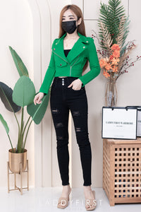 【JK150682】独家爆款气质罗马弹力长袖百搭外套