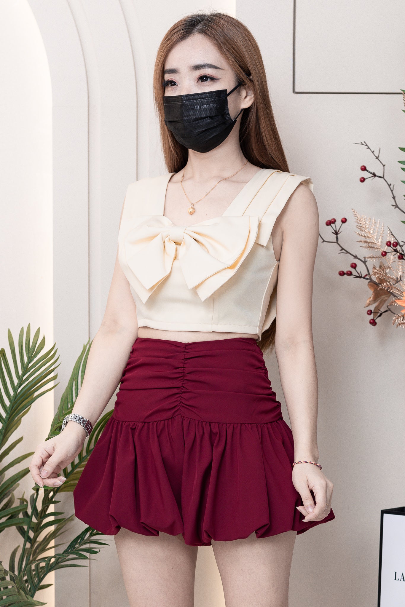 【S3362】【网站福利款✨】独家爆款收腰显瘦皱褶雪纺灯笼高腰短裤 ❤️❤️【A-R3-C2】