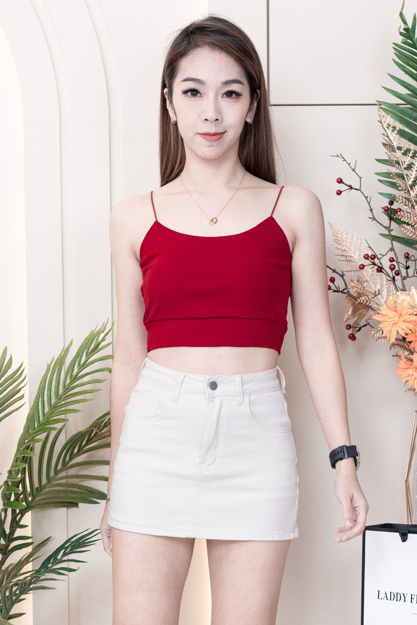 【T33761】独家爆款简约百搭系款肩带无袖前双后单纯棉内搭上衣 ❤❤ 【A-R2-C1】