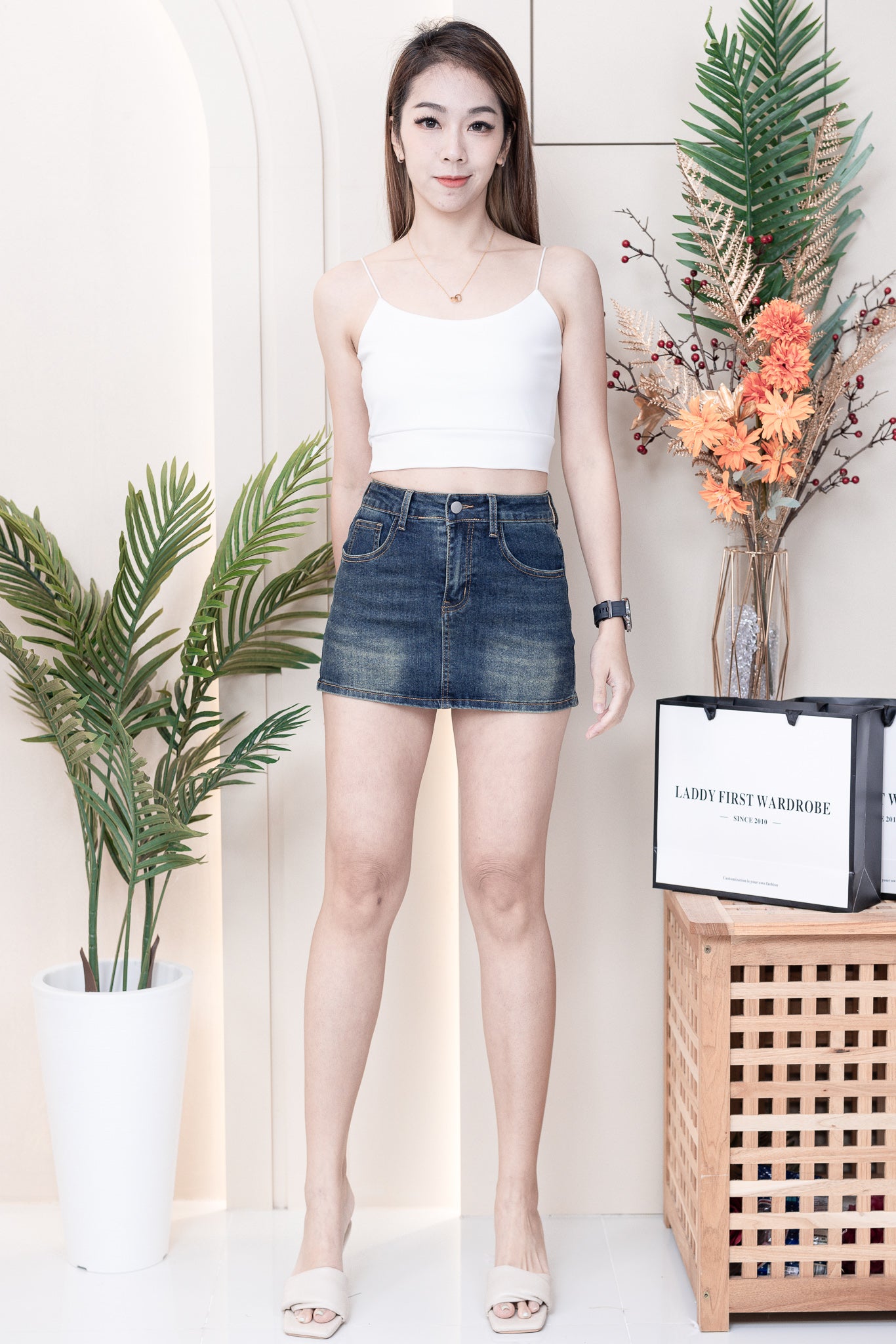 【T33761】独家爆款简约百搭系款肩带无袖前双后单纯棉内搭上衣 ❤❤ 【A-R2-C1】