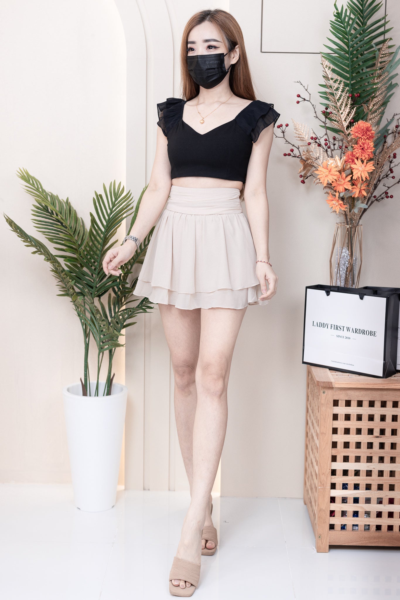 【S681131】‼️爆单王再次到货‼️【独家小圆饼】高质量西装拼雪纺蓬蓬高腰裙子【A-R3-C4】