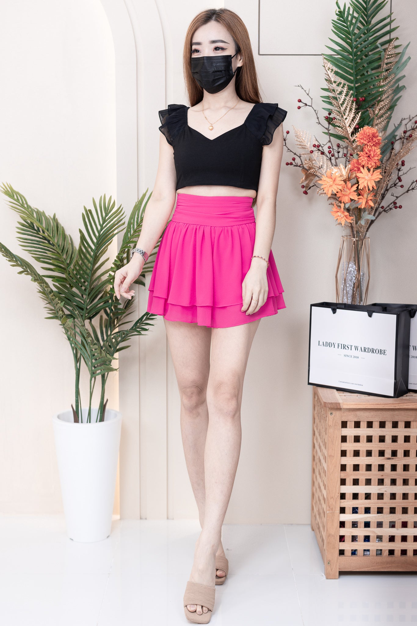 【S681131】‼️爆单王再次到货‼️【独家小圆饼】高质量西装拼雪纺蓬蓬高腰裙子【A-R3-C4】