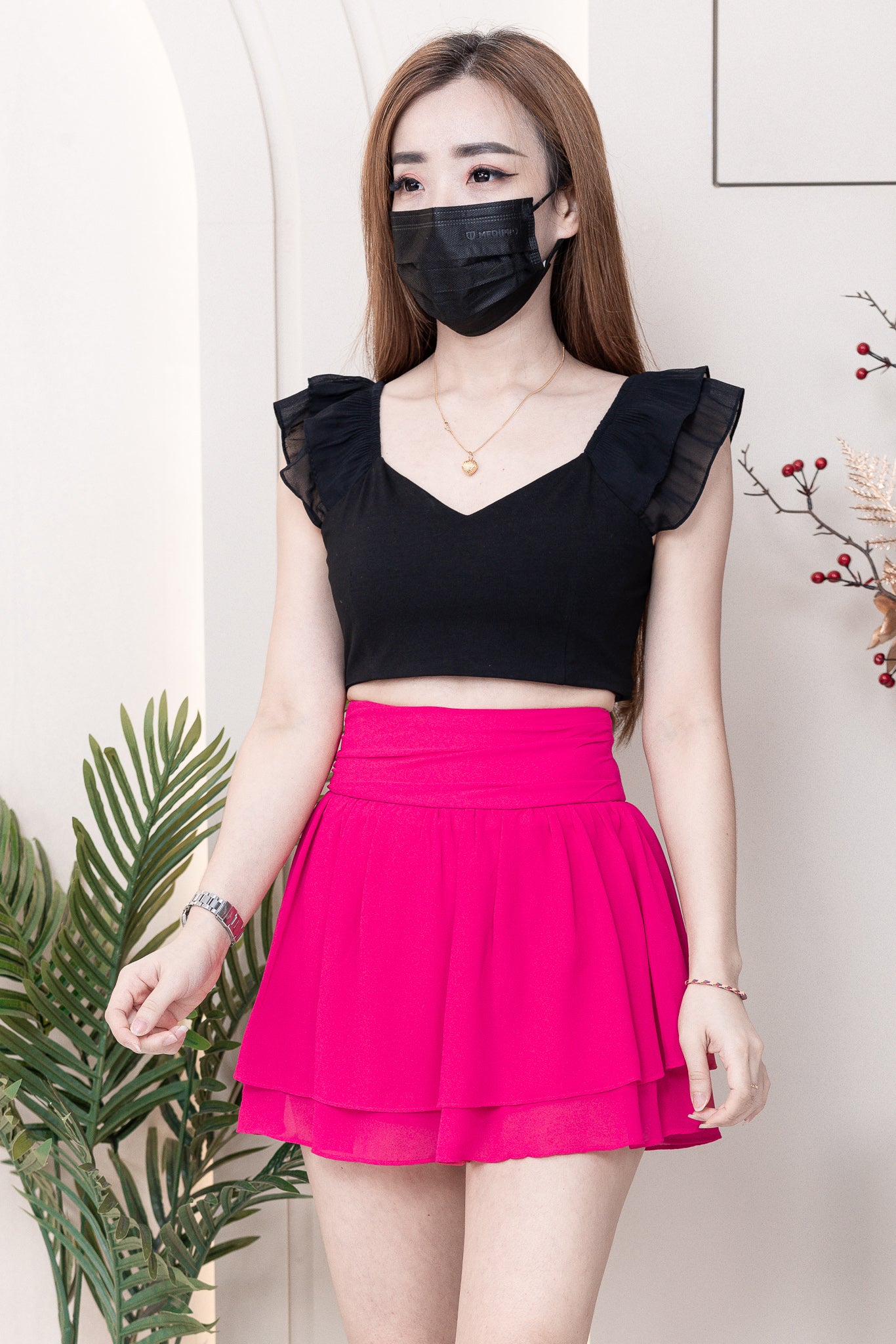 【S681131】‼️爆单王再次到货‼️【独家小圆饼】高质量西装拼雪纺蓬蓬高腰裙子【A-R3-C4】