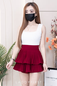 【S68135】【LFW独家小圆饼】【直播间搭配】双层蛋糕百褶荷叶边高腰显瘦西装裙子，内层防走光短裤 ❤️❤️ 【C-R3-C5】